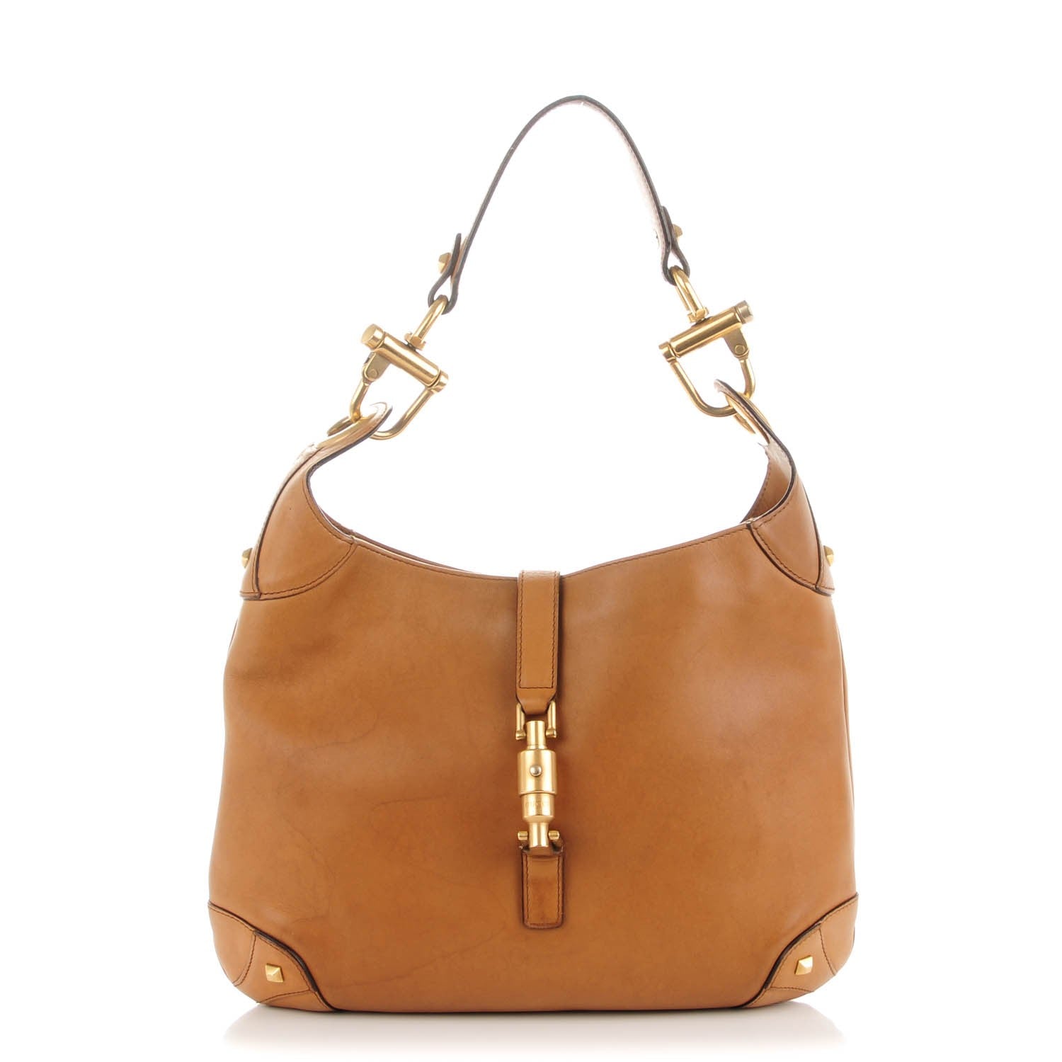 Gucci Calfskin Piston Lock Jackie O Hobo Tan 1 of 11
