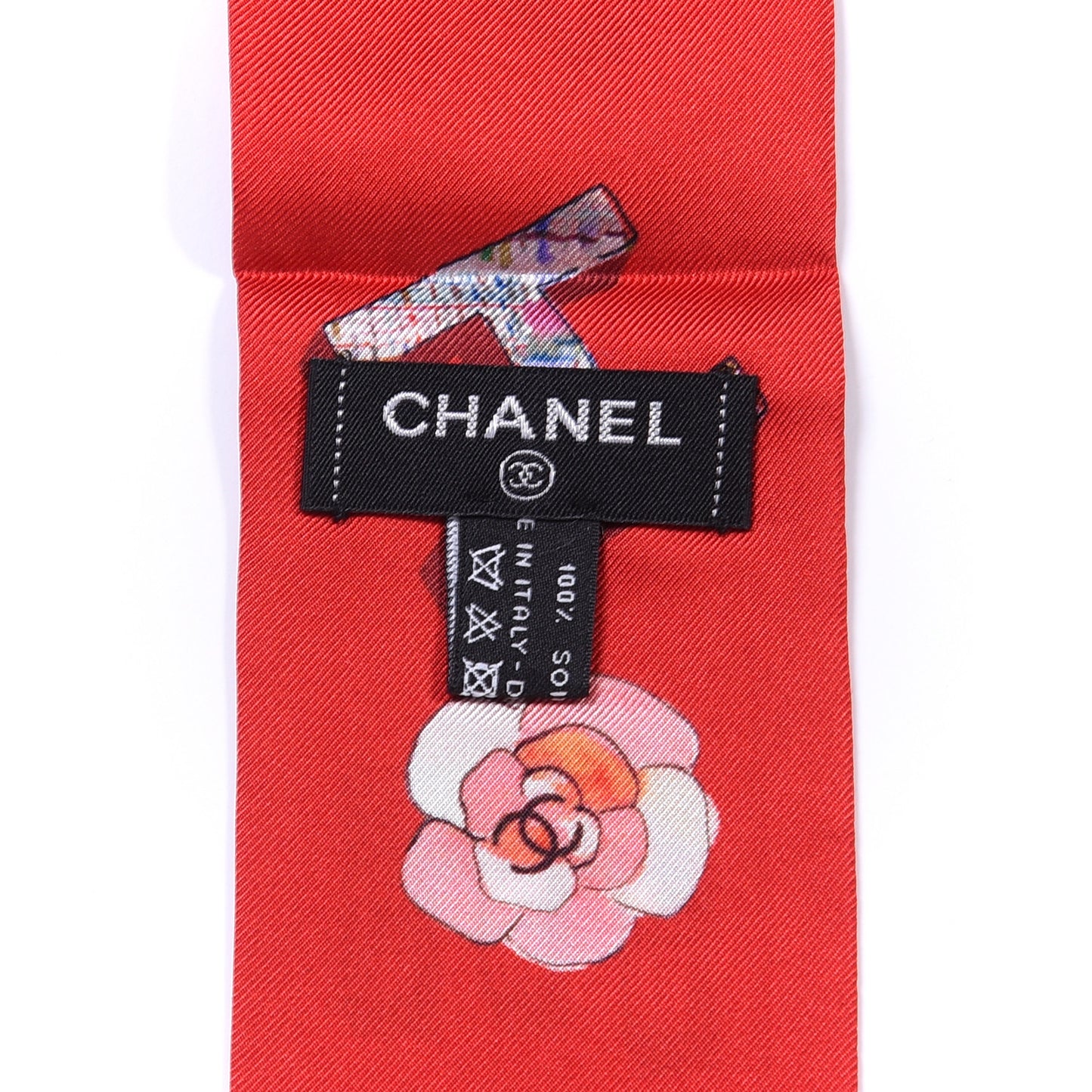 Silk Slim Bandeau Scarf Red