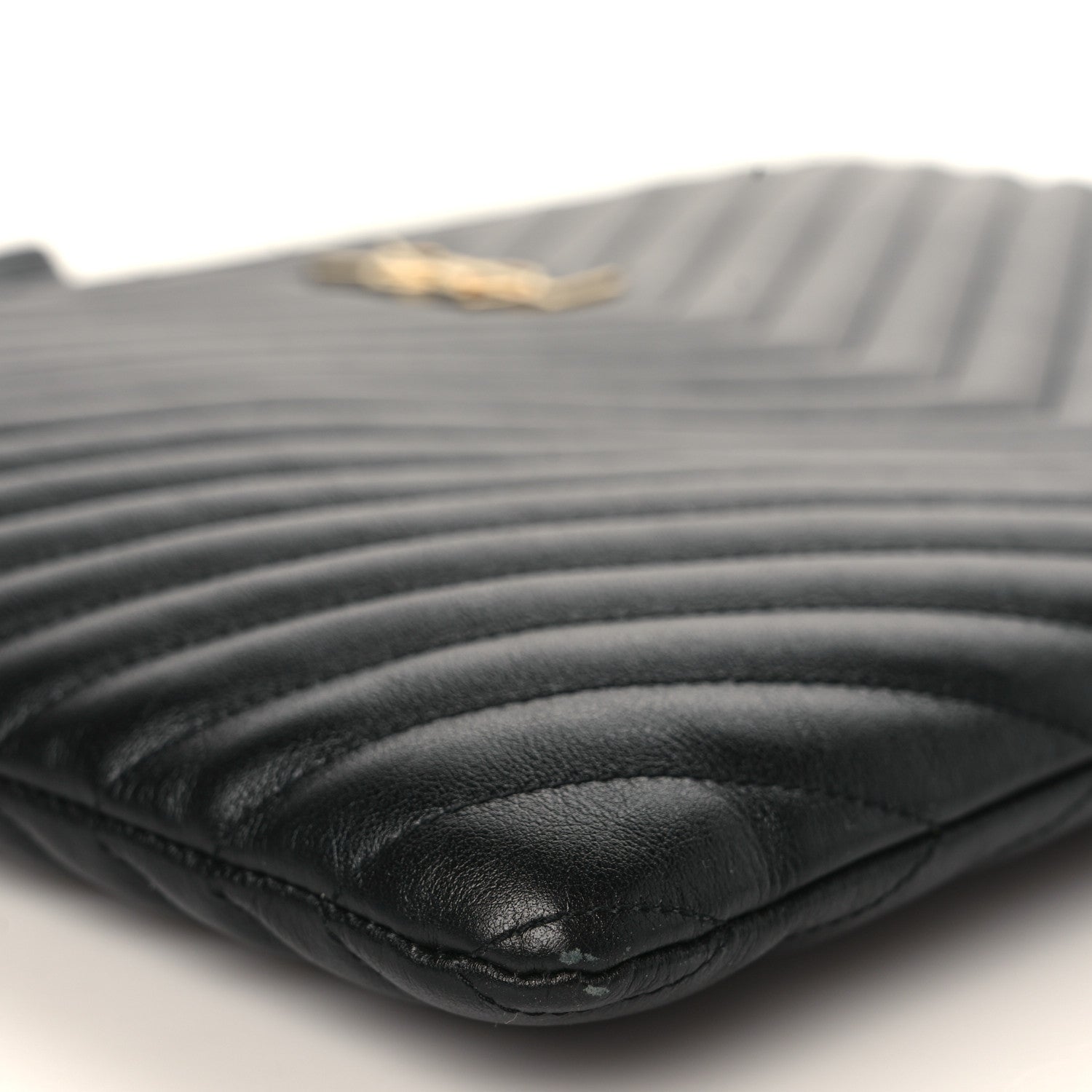 Saint Laurent Calfskin Matelasse Chevron Monogram Document Holder Black 7 of 8
