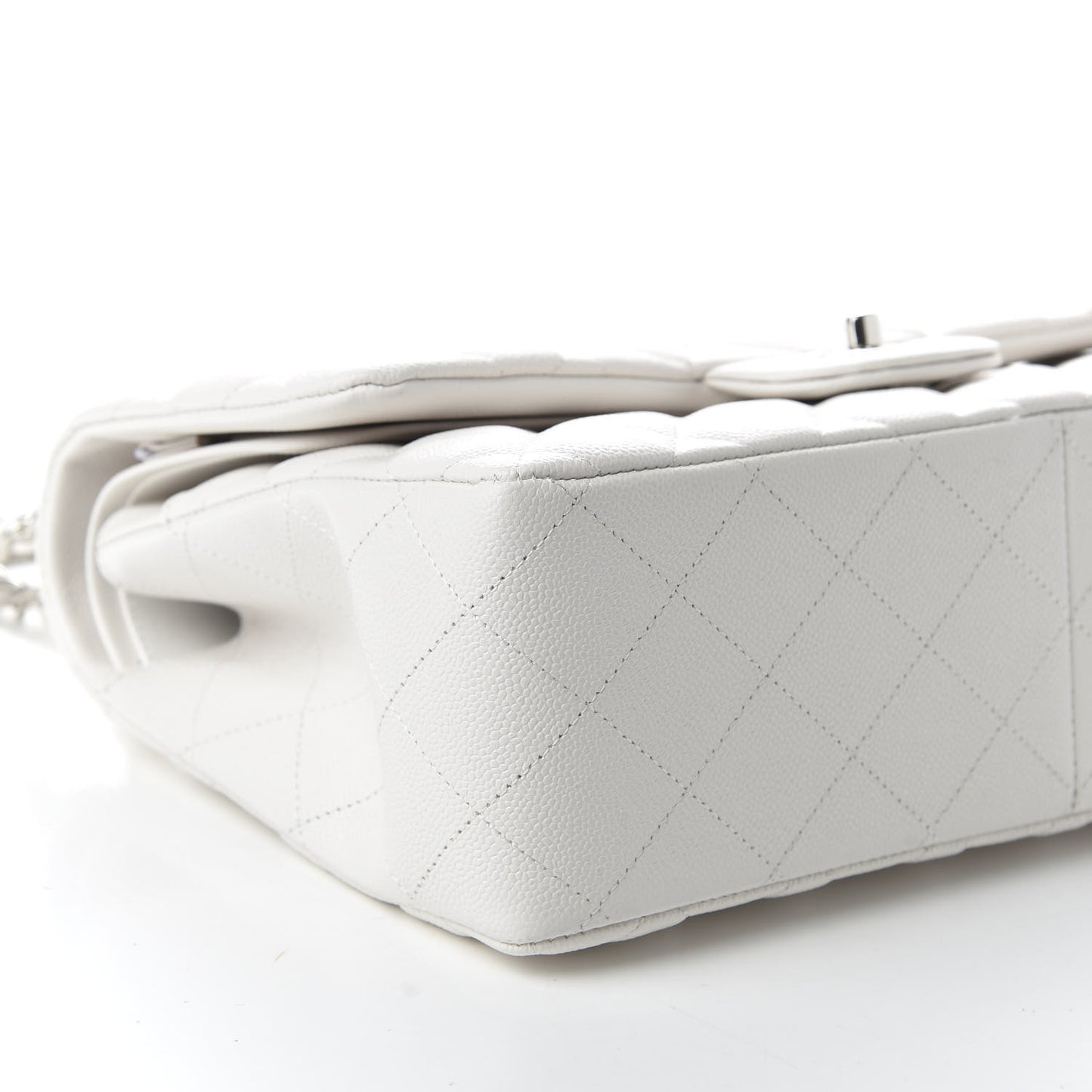 Caviar Quilted Jumbo Double Flap White