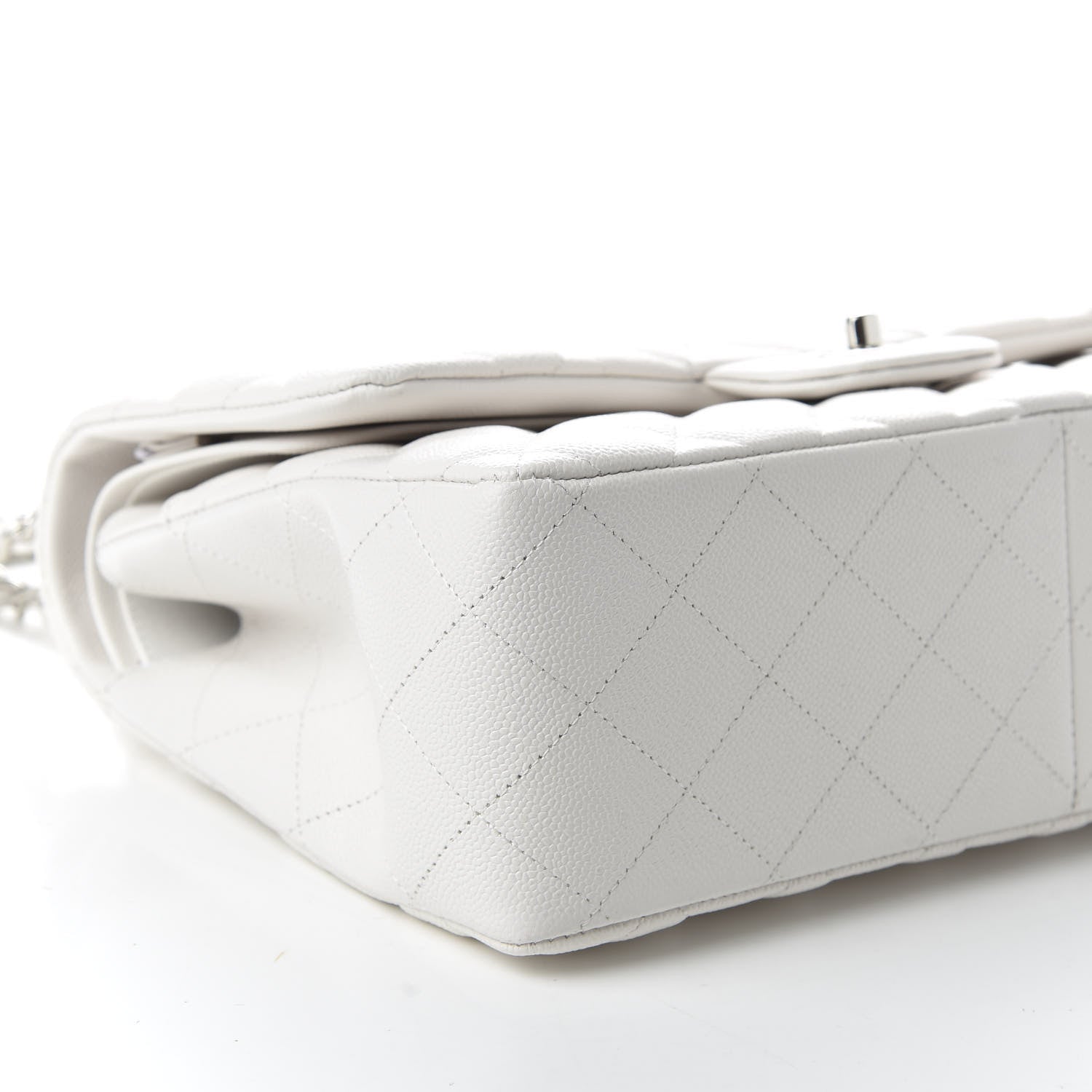 Chanel Caviar Quilted Jumbo Double Flap White 5 of 10