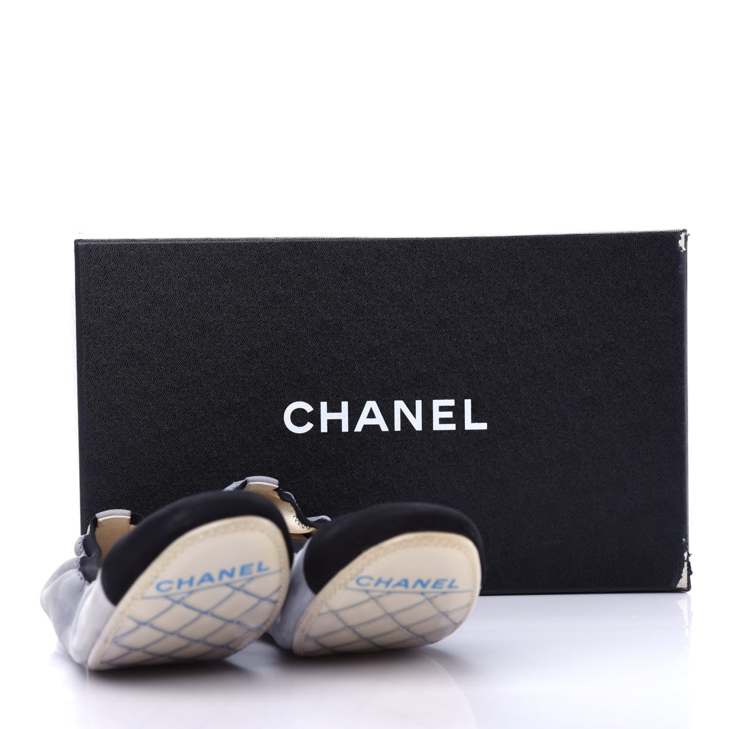 Chanel Nubuck Suede CC Elastic Cap Toe Ballerina Flats 40.5 Blue 11 of 11