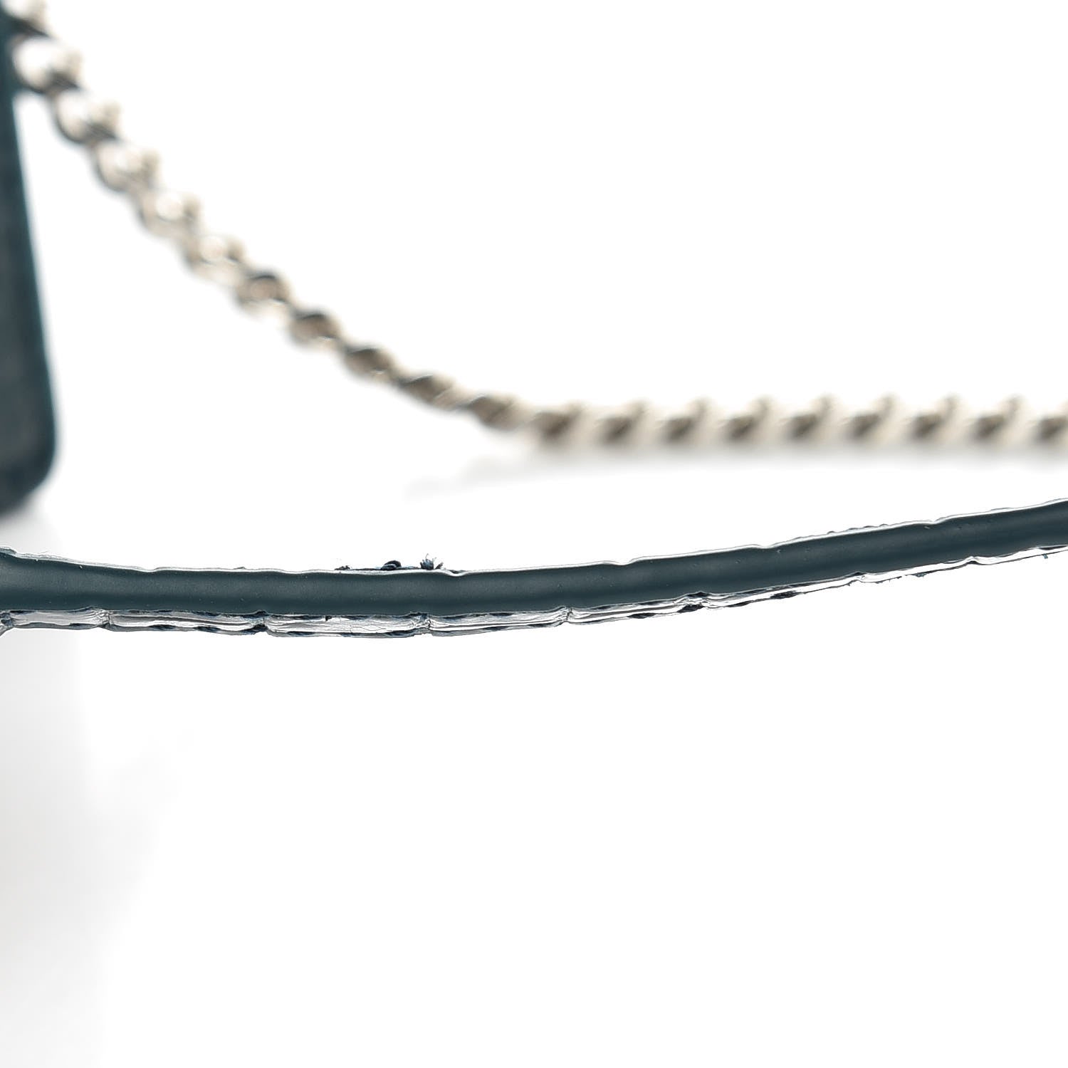 Saint Laurent Calfskin Crocodile Embossed Monogram Sunset Chain Wallet Dark Turquoise 9 of 9