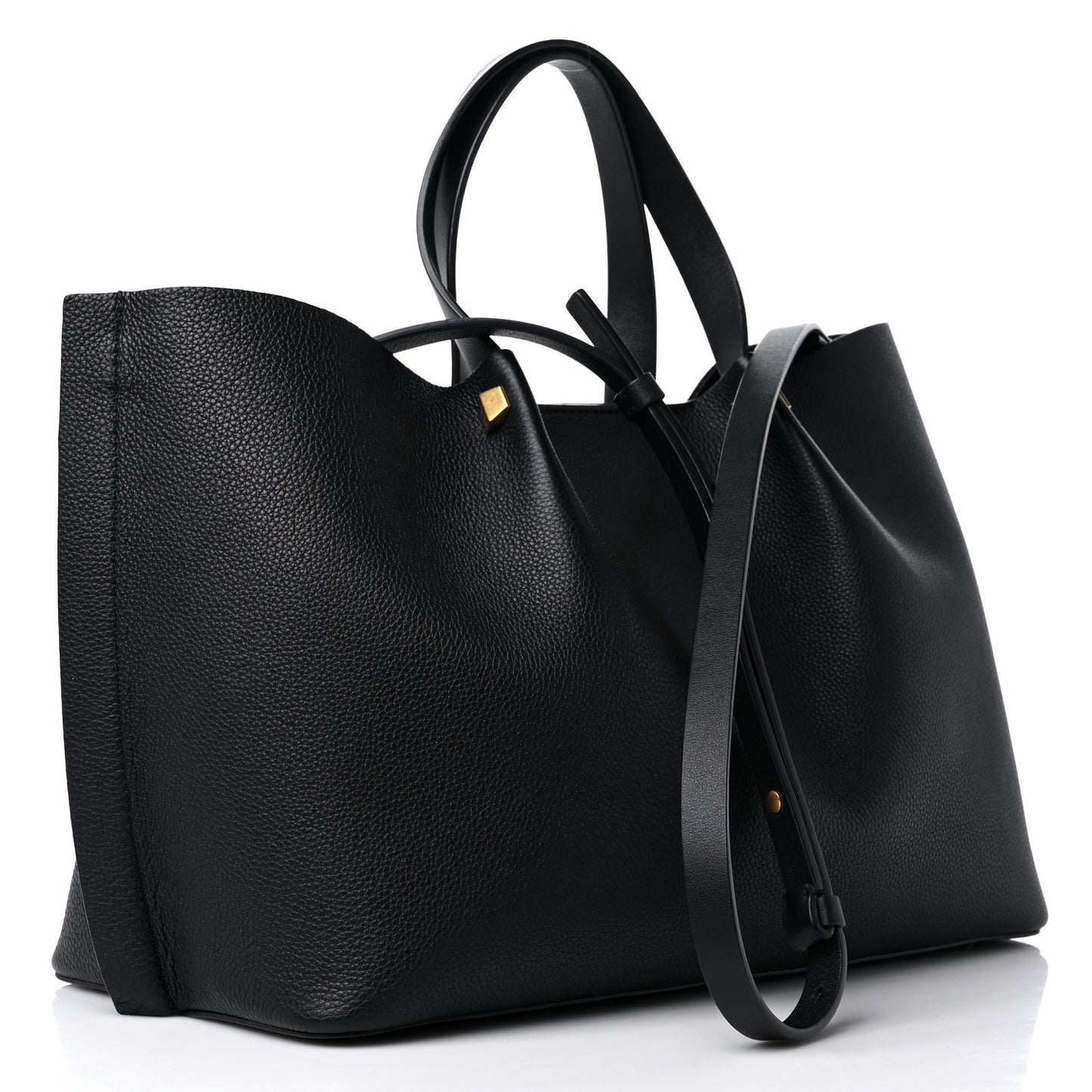 Grainy Calfskin Medium VLogo Escape Shopper Black