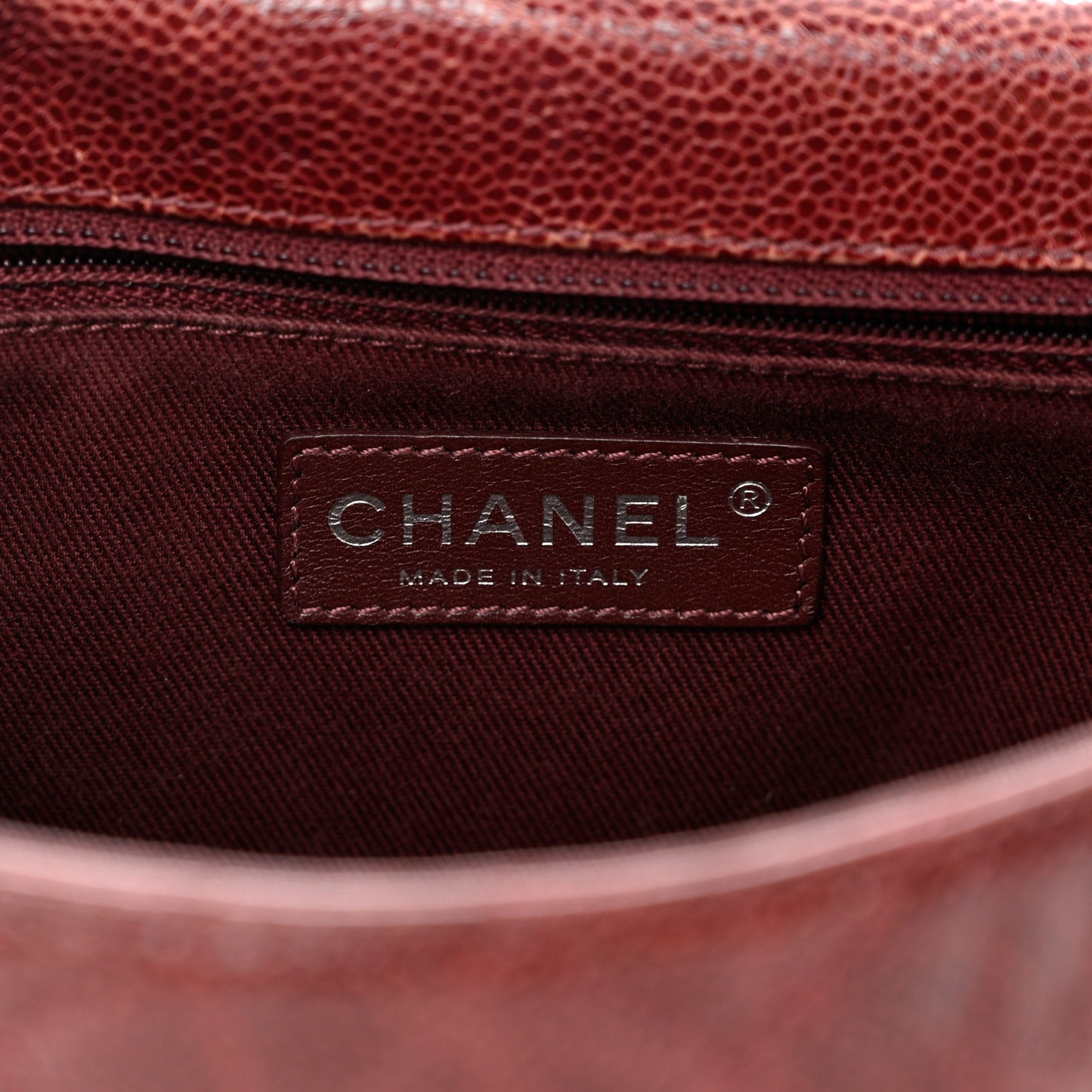 Crumpled Grained Calfskin Medium CC Crave Flap Bordeaux