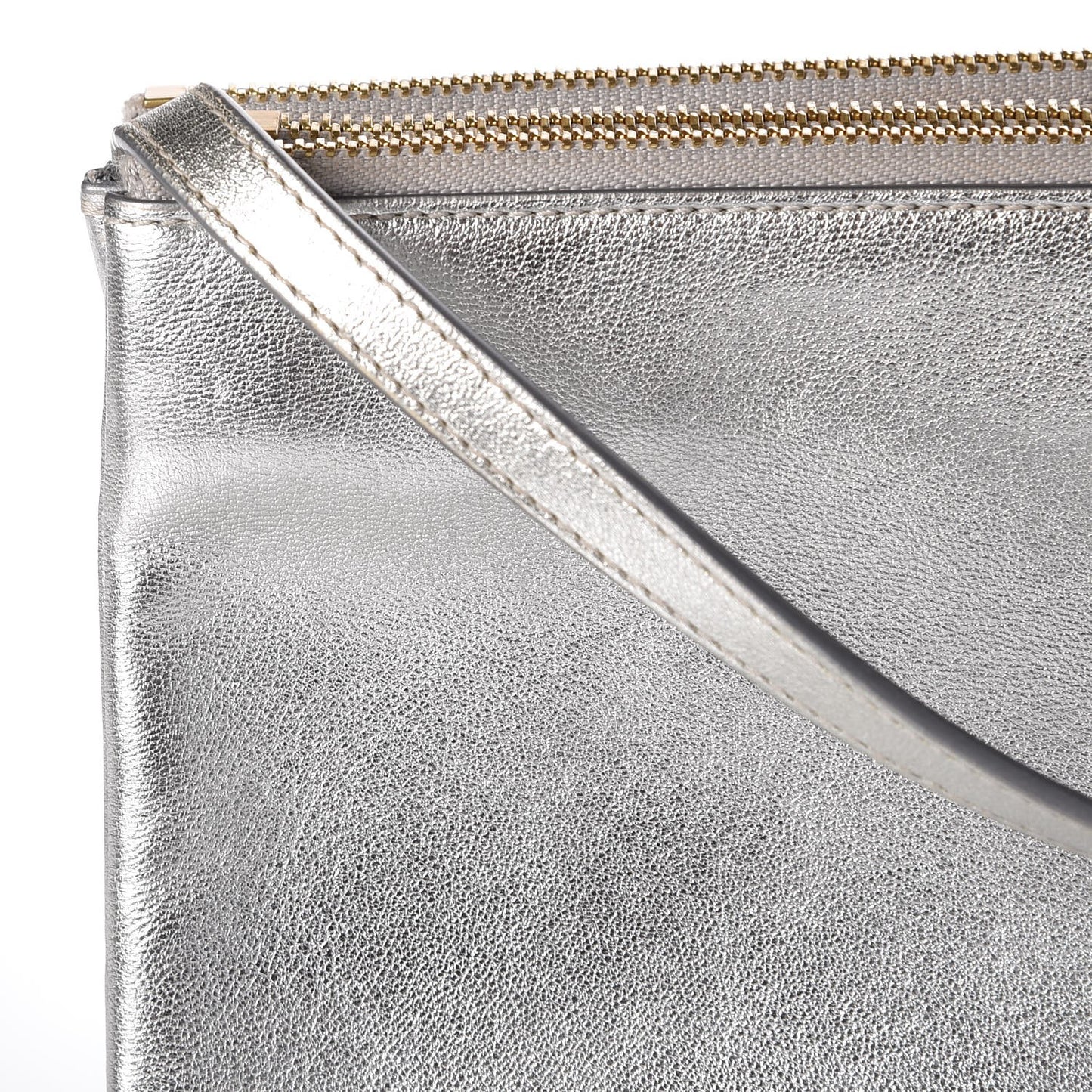 Metallic Lambskin Large Trio Crossbody Bag Silver