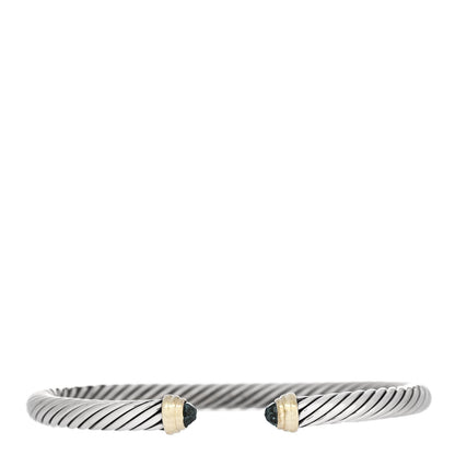 David Yurman Sterling Silver 14K Yellow Gold Blue Topaz 5mm Cable Classics Petite Color Bracelet 1 of 5