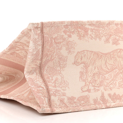 Christian Dior Canvas Toile De Jouy Embroidered Large Book Tote Pink 9 of 12