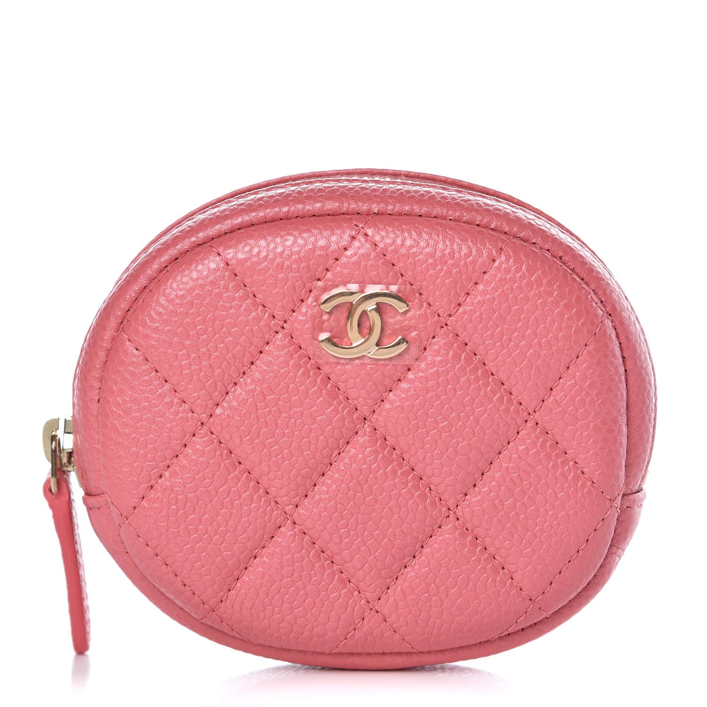 Iridescent Caviar Quilted Zip Around Classic Coin Purse Pink