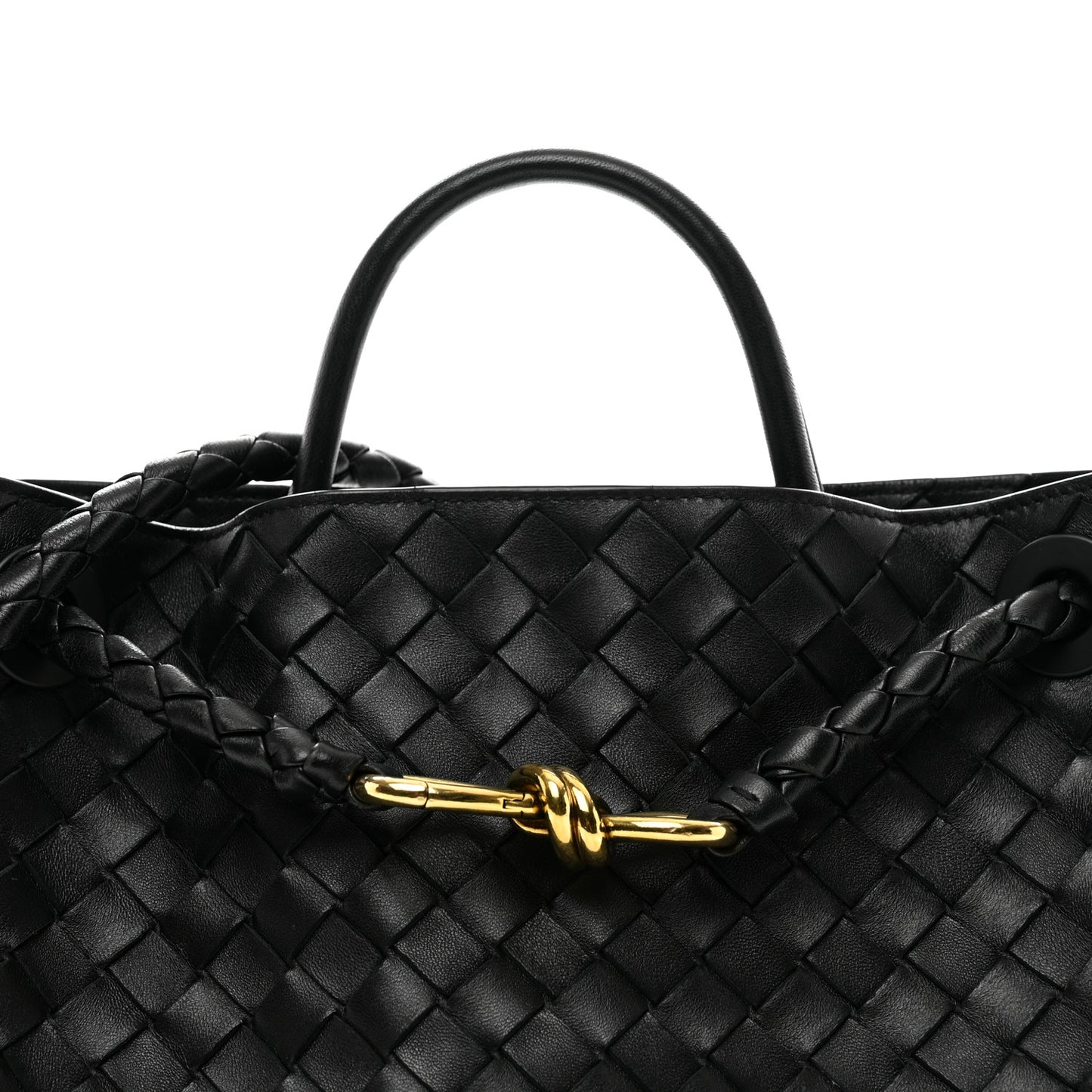 Nappa Intrecciato Medium Andiamo Shoulder Bag Black