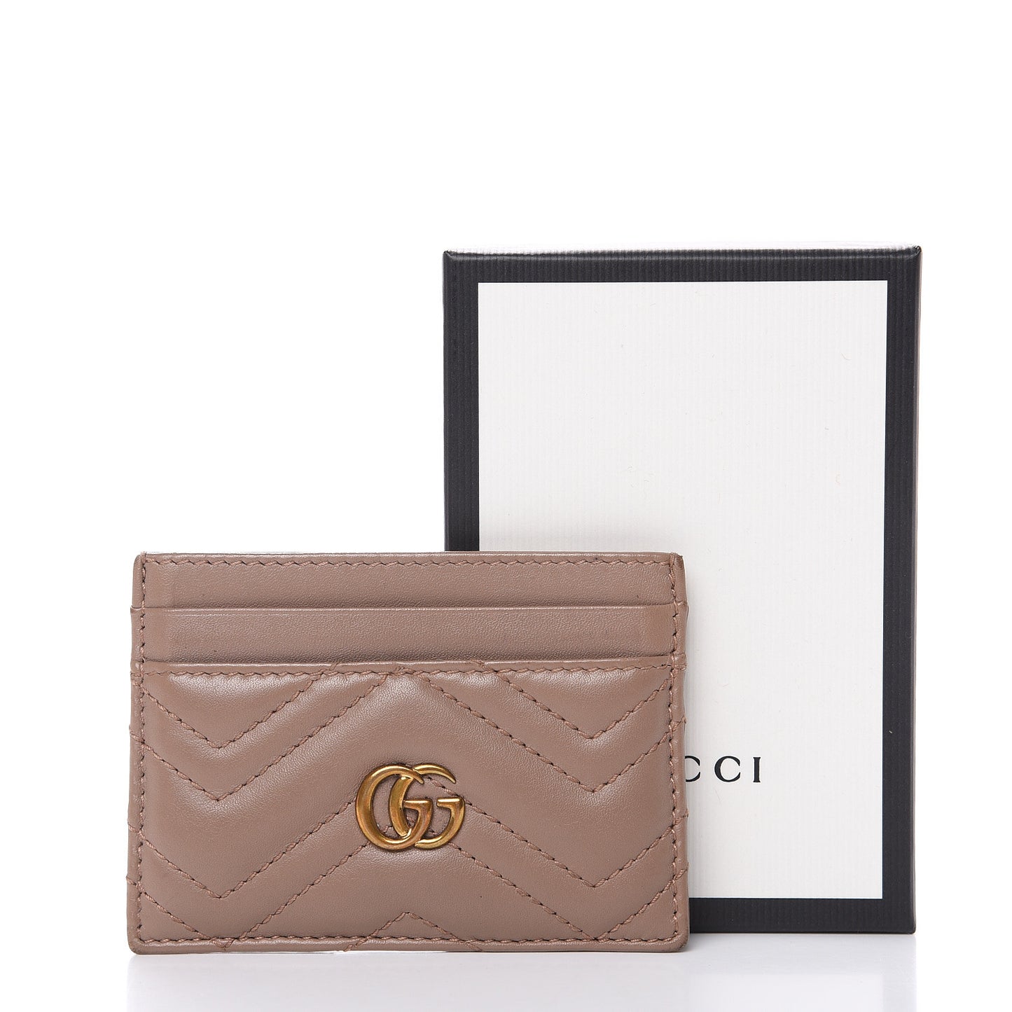 Calfskin Matelasse GG Marmont Card Holder Porcelain Rose
