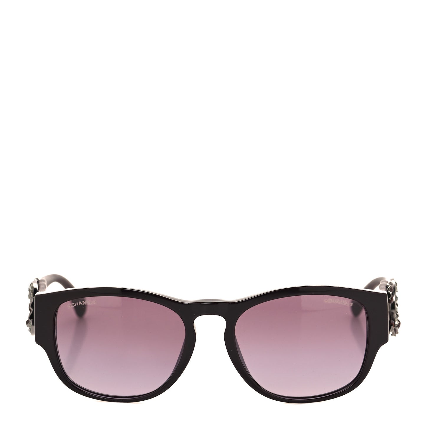 Acetate Lambskin Crystal Baguette Chain CC Sunglasses 5454-Q-B Burgundy
