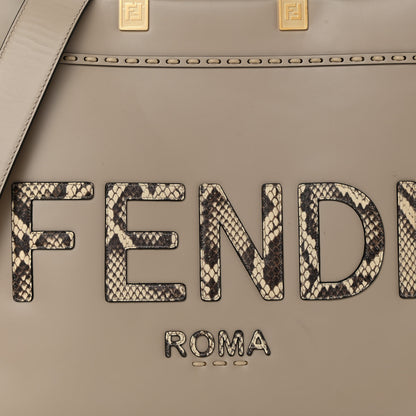 Fendi Vitello King Plexiglass Elaphe Python Print Logo Medium Fendi Sunshine Shopper Tote Nuvola Daisy Roccia 7 of 9