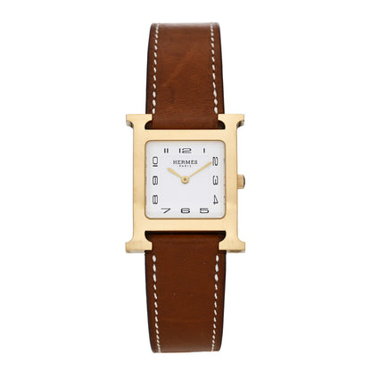 Hermes Stainless Steel Epsom 26mm Heure H Hour Quartz Watch Gold 1 of 5