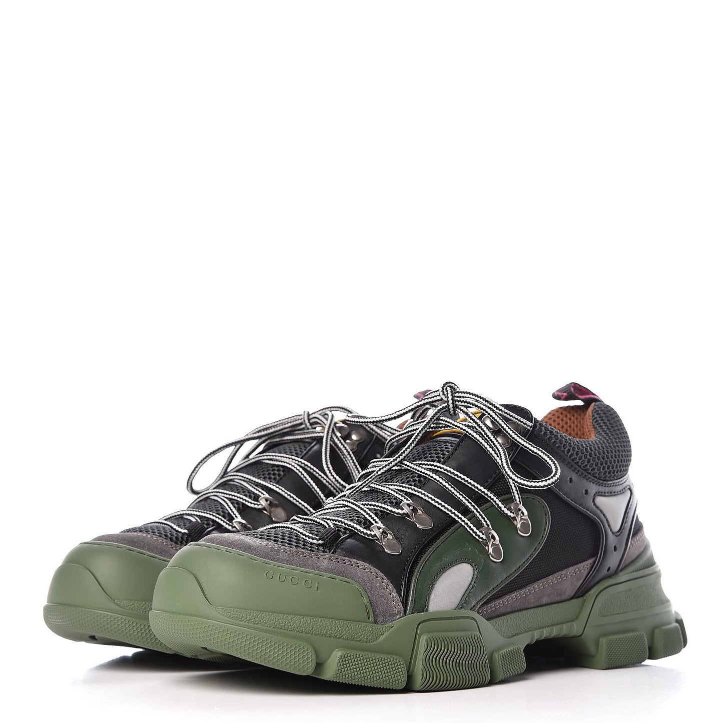 X SEGA Mesh Suede Calfskin Mens Flashtrek Sneakers 9 Loess Black Olive Green