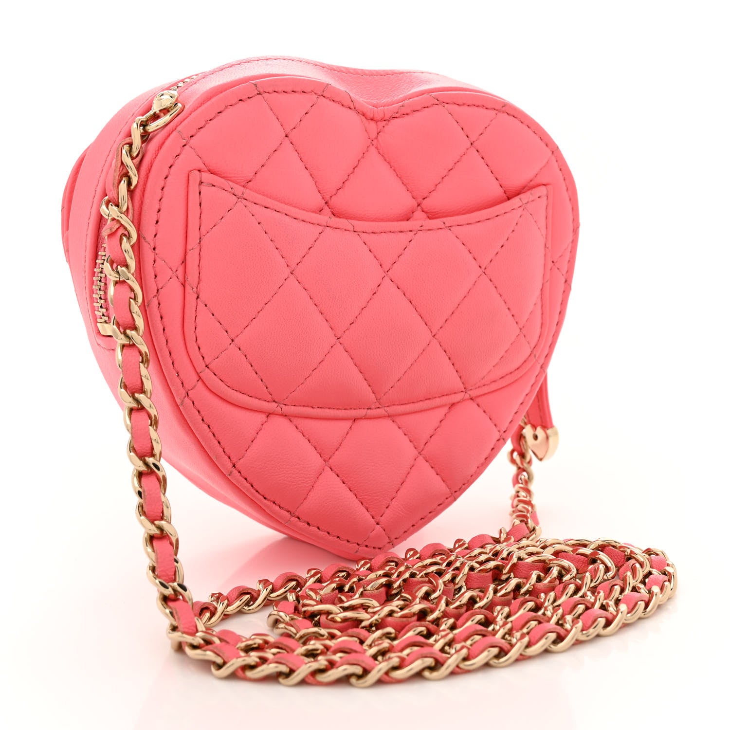 Chanel Lambskin Quilted CC In Love Heart Clutch With Chain Pink 3 of 11