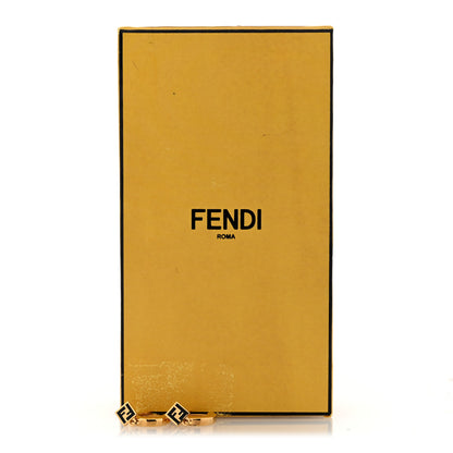 Fendi Metal Enamel FF Hoop Drop Earrings Gold Black 5 of 5