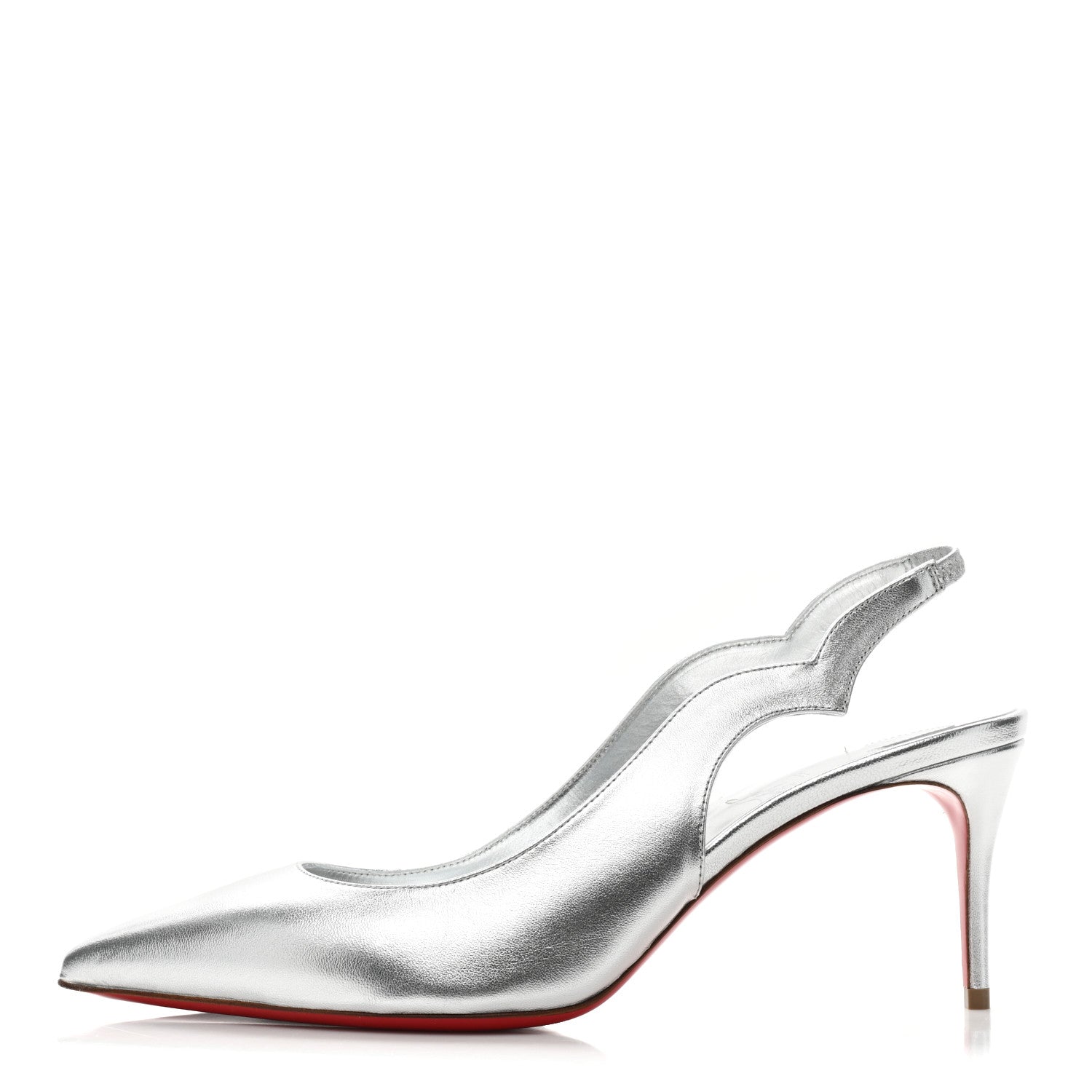 Christian Louboutin Metallic Nappa Hot Chick Slingback 70 Pumps 40 Silver 1 of 8