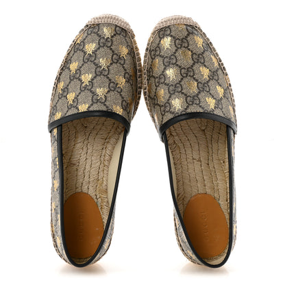 Gucci GG Supreme Monogram Bees Espadrille Flats 38 Beige Ebony Oro Black 2 of 9