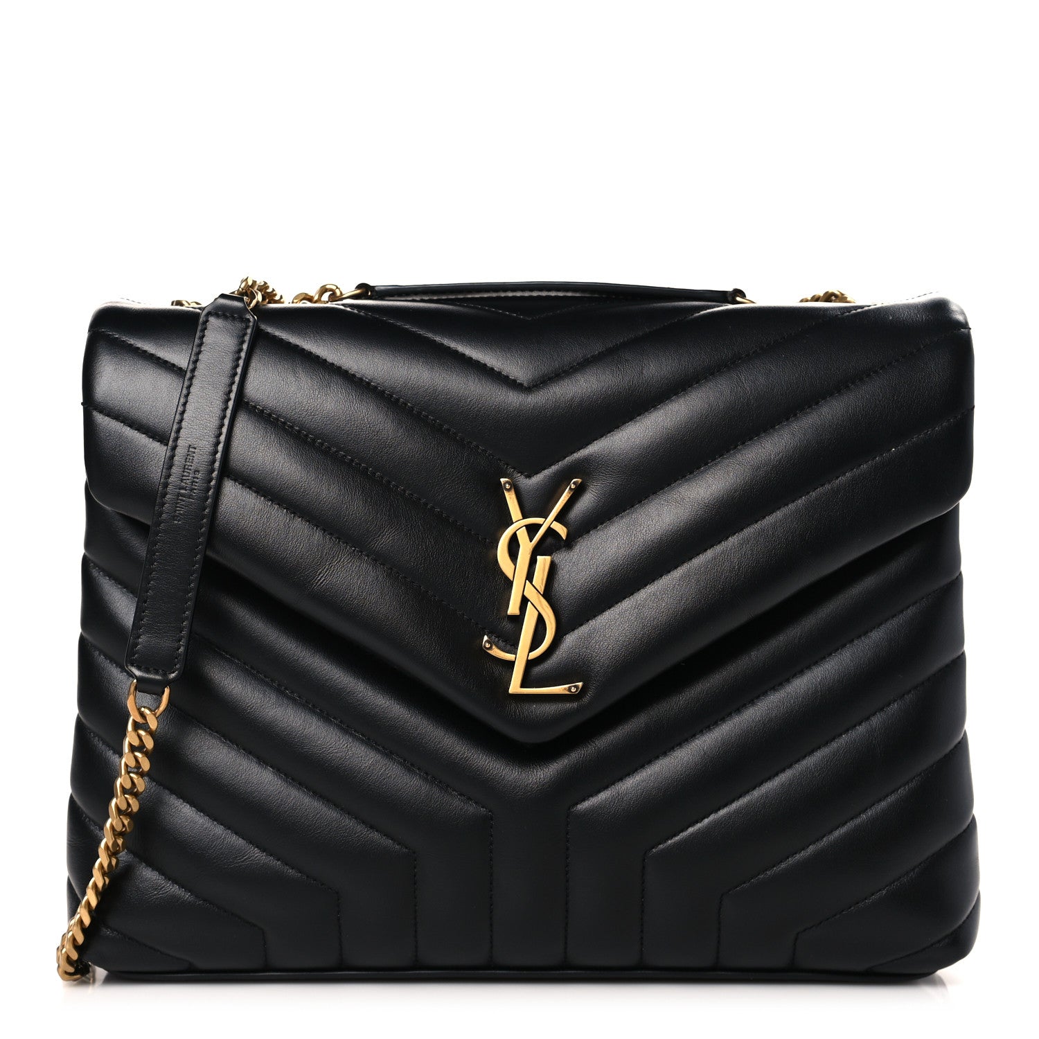 Saint Laurent Calfskin Y Quilted Monogram Medium Loulou Chain Satchel Black 1 of 10