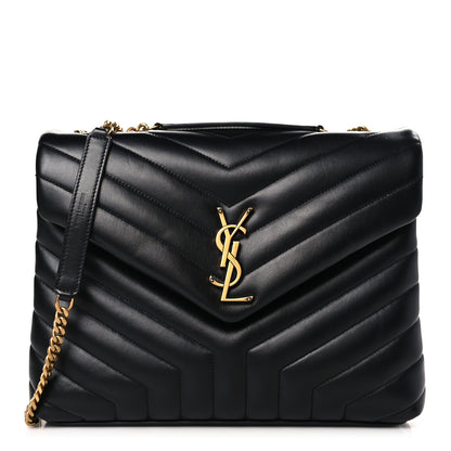 Saint Laurent Calfskin Y Quilted Monogram Medium Loulou Chain Satchel Black 1 of 10