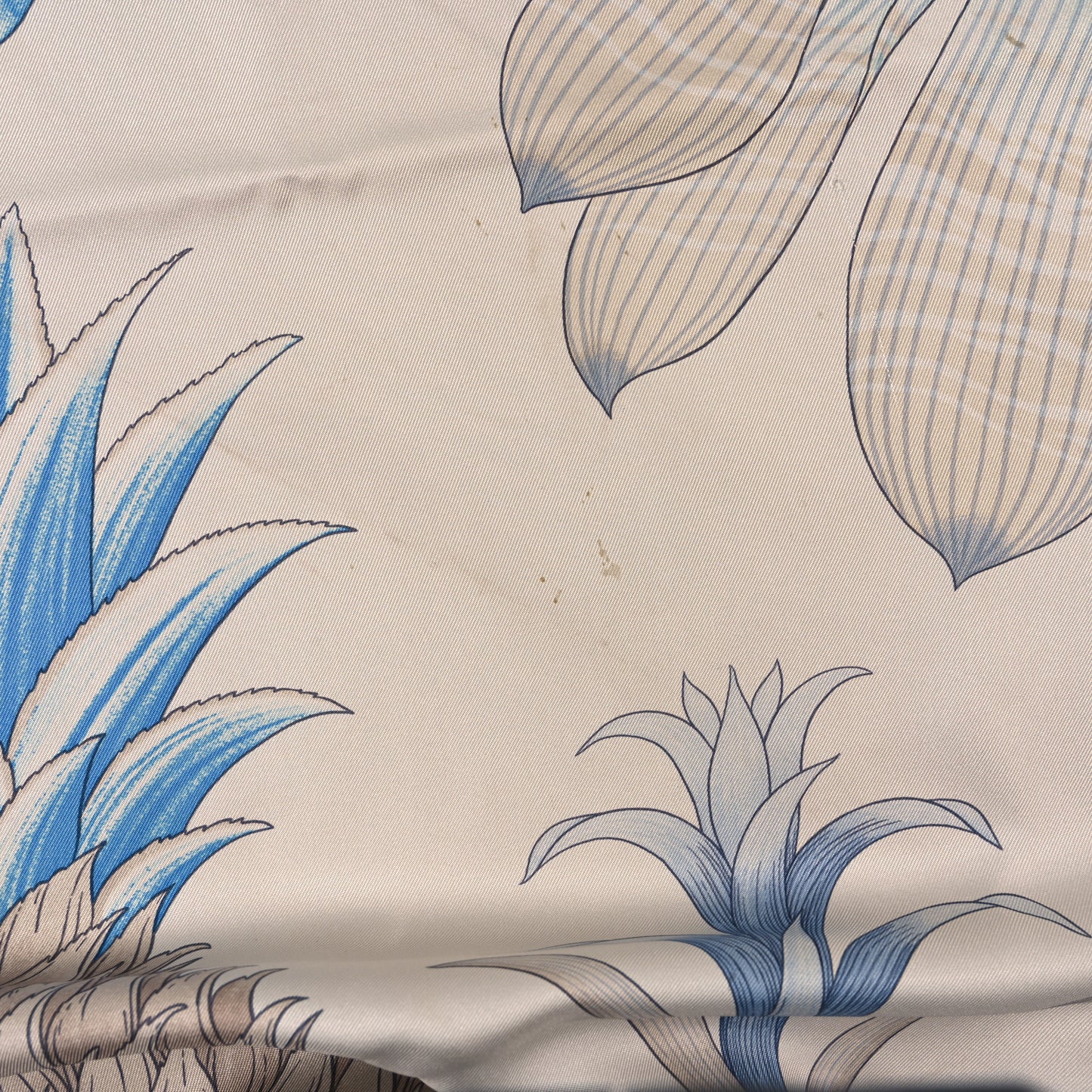 Silk Index Bromeliaceae Scarf 90  Gris Argent Bleu Vert Amande