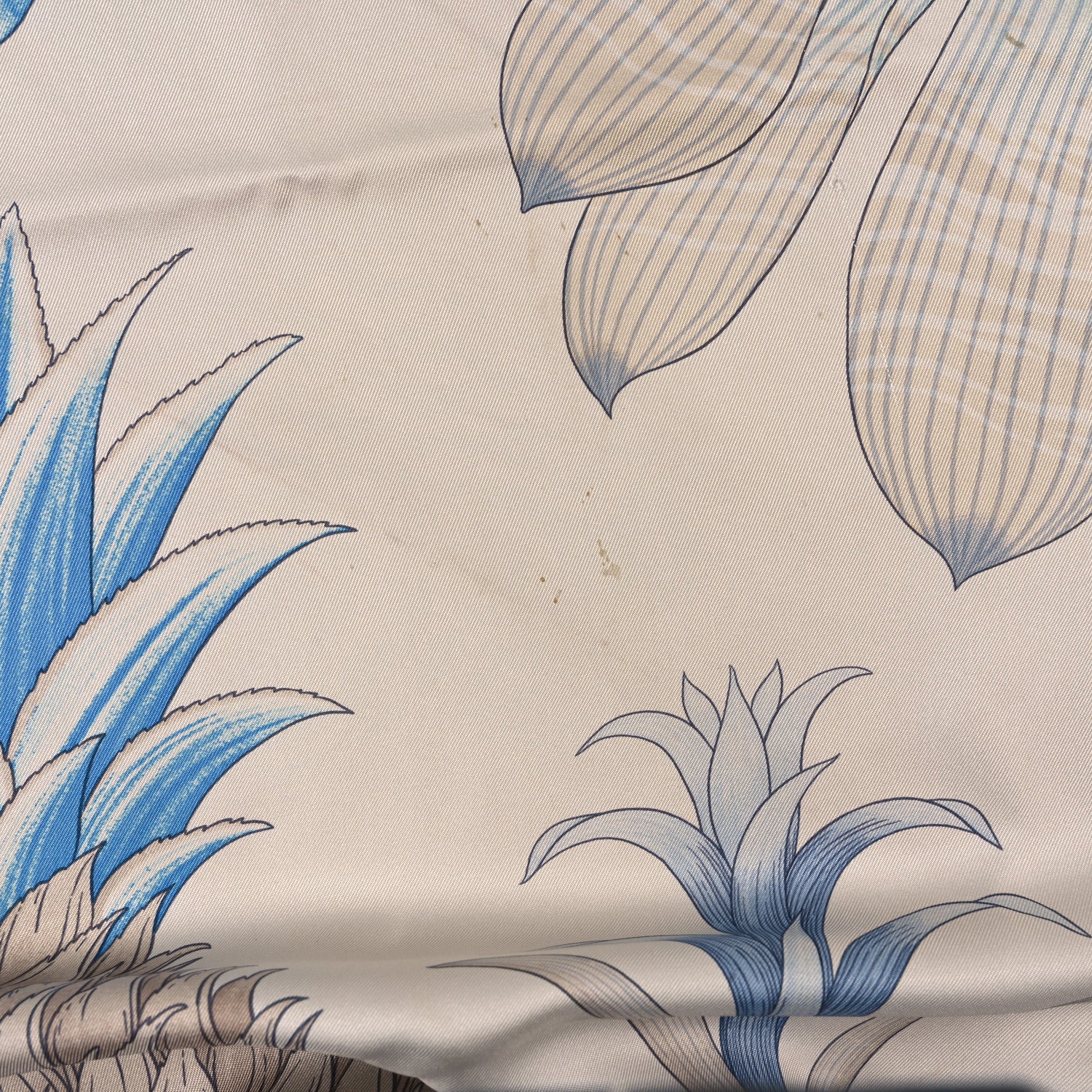 Hermes Silk Index Bromeliaceae Scarf 90  Gris Argent Bleu Vert Amande 4 of 4