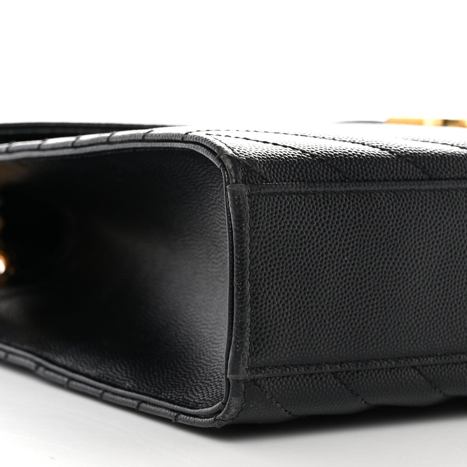 Saint Laurent Grain De Poudre Matelasse Chevron Large Monogram Satchel Black 9 of 11