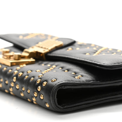 Christian Dior Lambskin Cannage Studded Dioraddict Wallet on Chain Black 10 of 11
