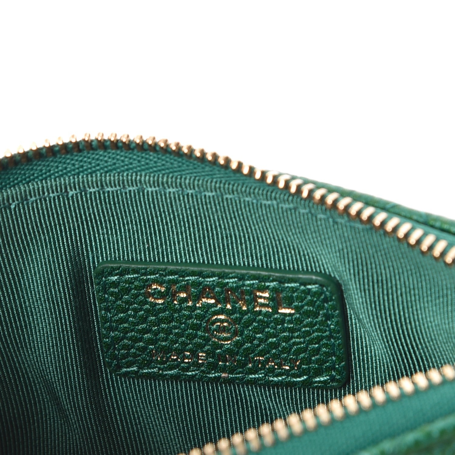 Chanel Caviar Quilted Small Cosmetic Case Green 6 of 8