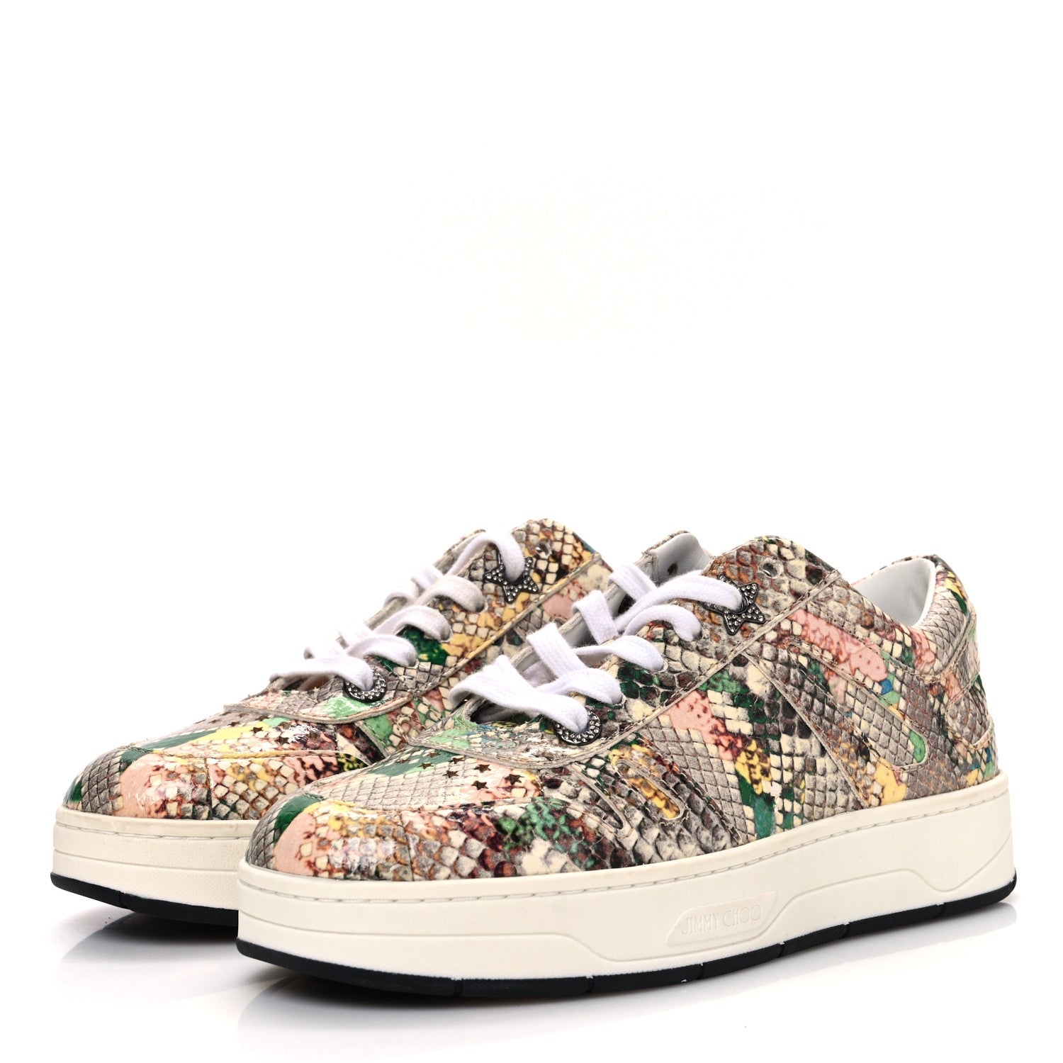 Jimmy Choo Calfskin Snakeskin Embossed Flatform Sneakers 36 Multicolor 4 of 9