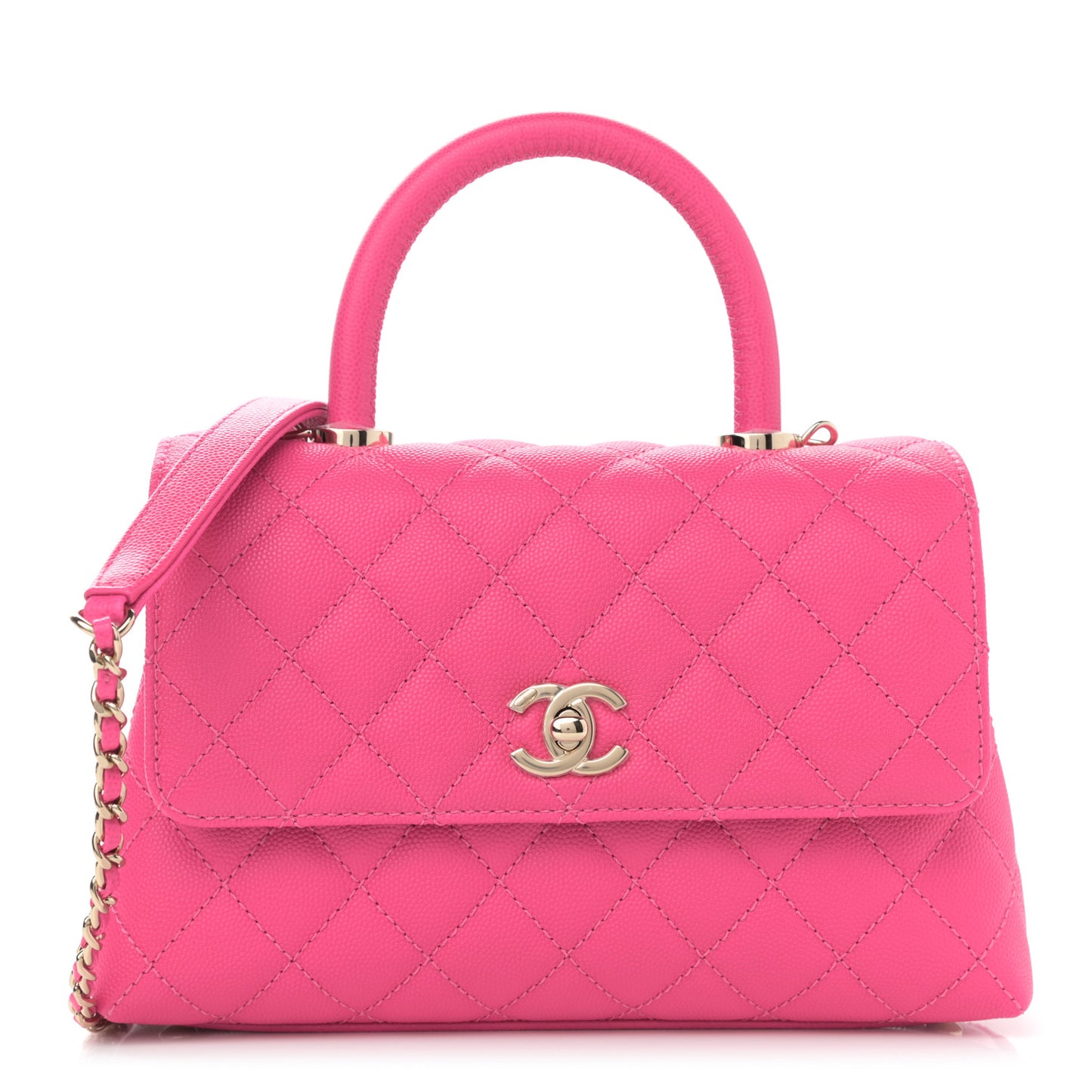 Caviar Quilted Mini Coco Handle Flap Rose