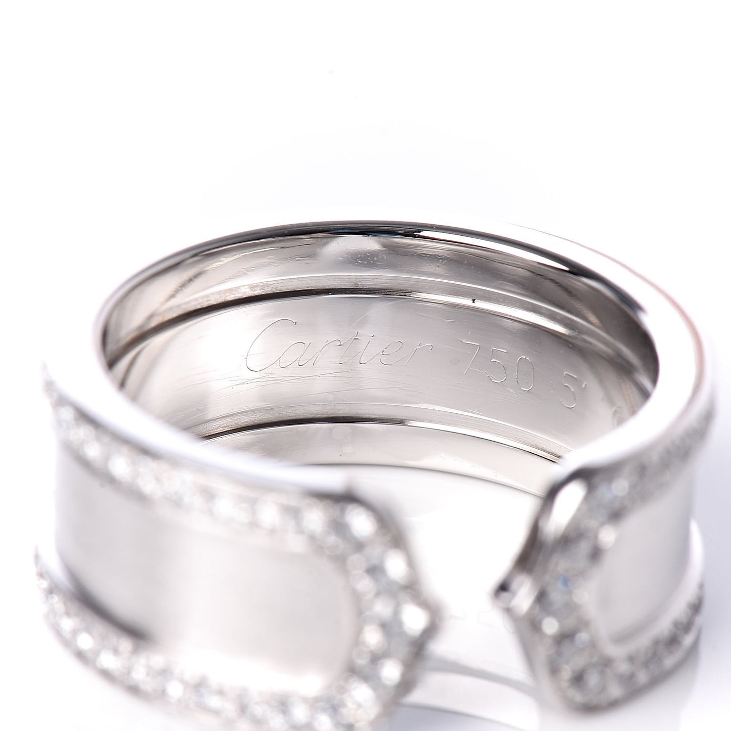 18K White Gold Diamond Logo De Cartier Paved Ring 51 5.75