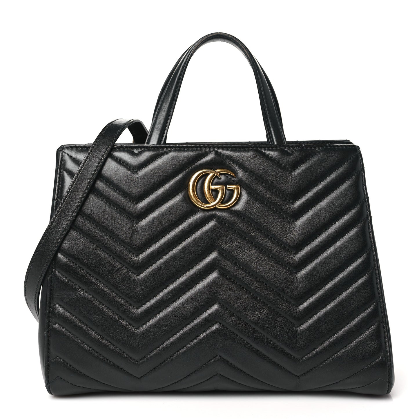 Calfskin Matelasse Small GG Marmont Tote Black