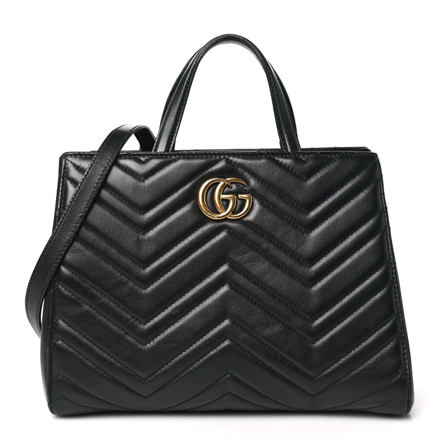 Gucci Calfskin Matelasse Small GG Marmont Tote Black 1 of 15
