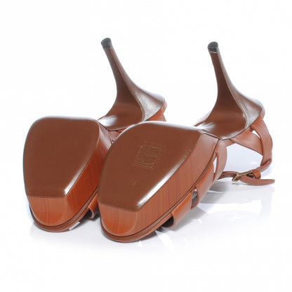 Saint Laurent Leather Tribute 75 Platform Sandals 39 Tobacco 5 of 6