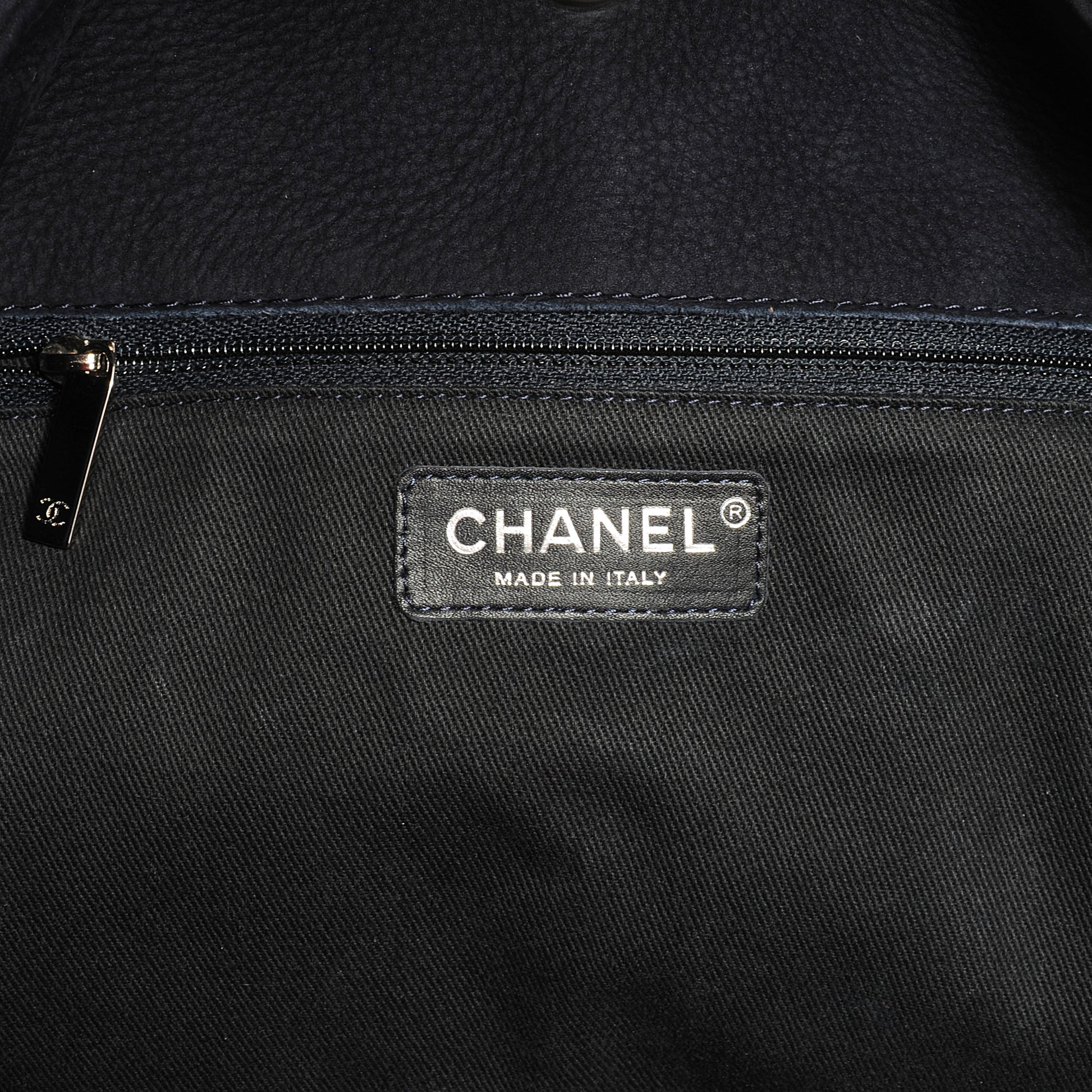 Chanel Suede Braided Chain Shopping Tote Large Dark Blue 6 of 7