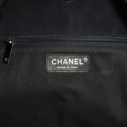 Chanel Suede Braided Chain Shopping Tote Large Dark Blue 6 of 7