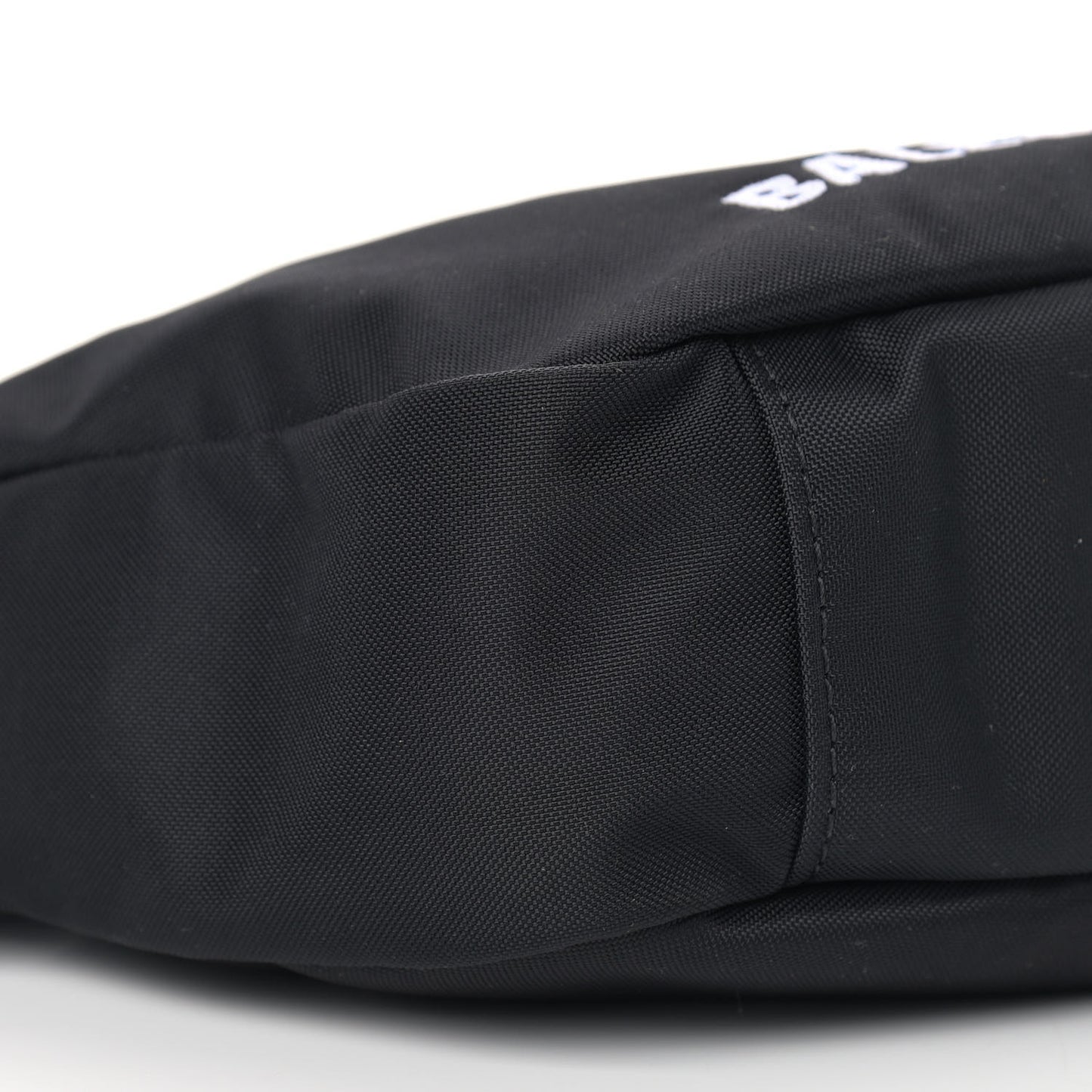 Recycled Sport Nylon Logo Embroidered Wheel Sling Bag Black White