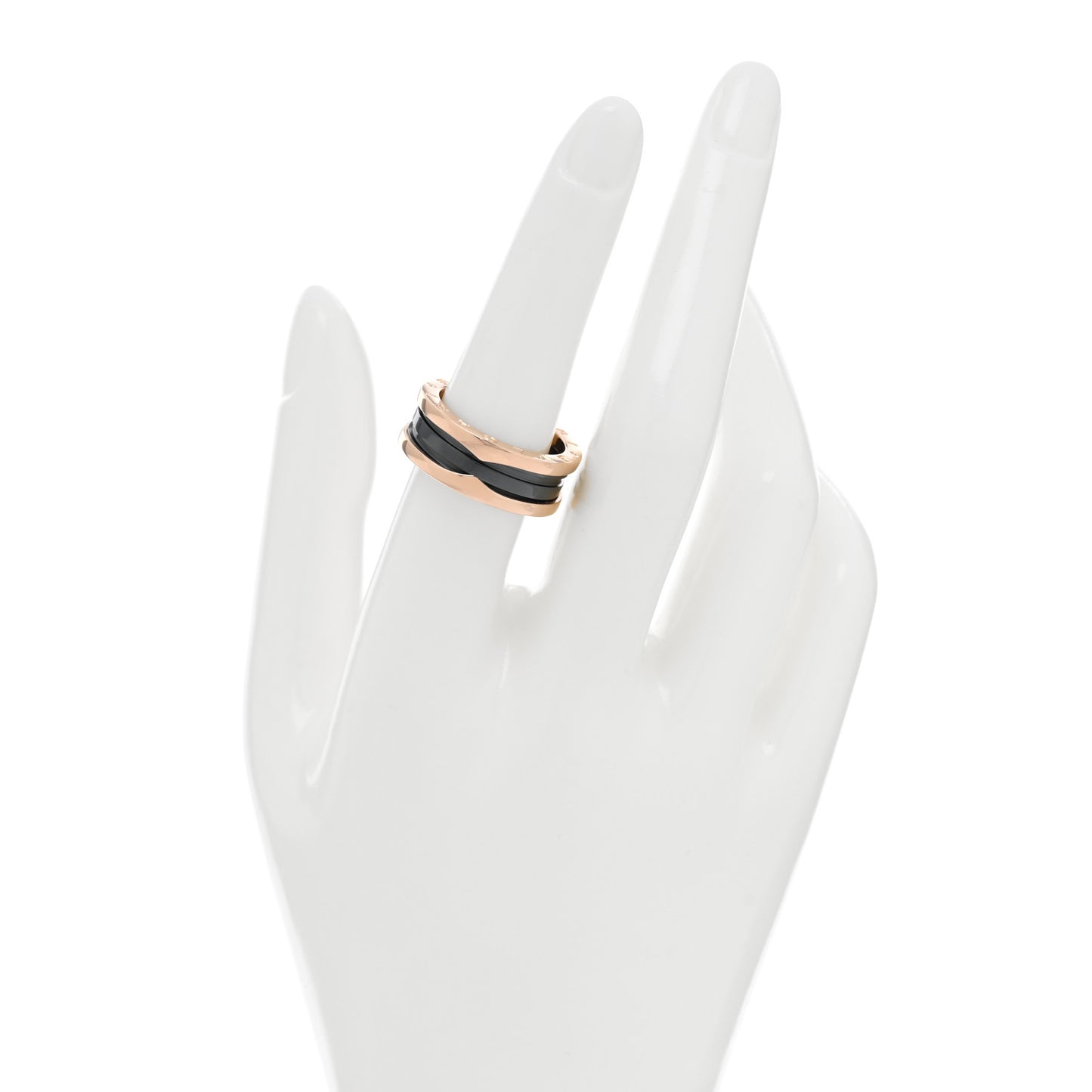 18K Rose Gold Black Ceramic B.Zero1 Two-Band Ring 56 7.5