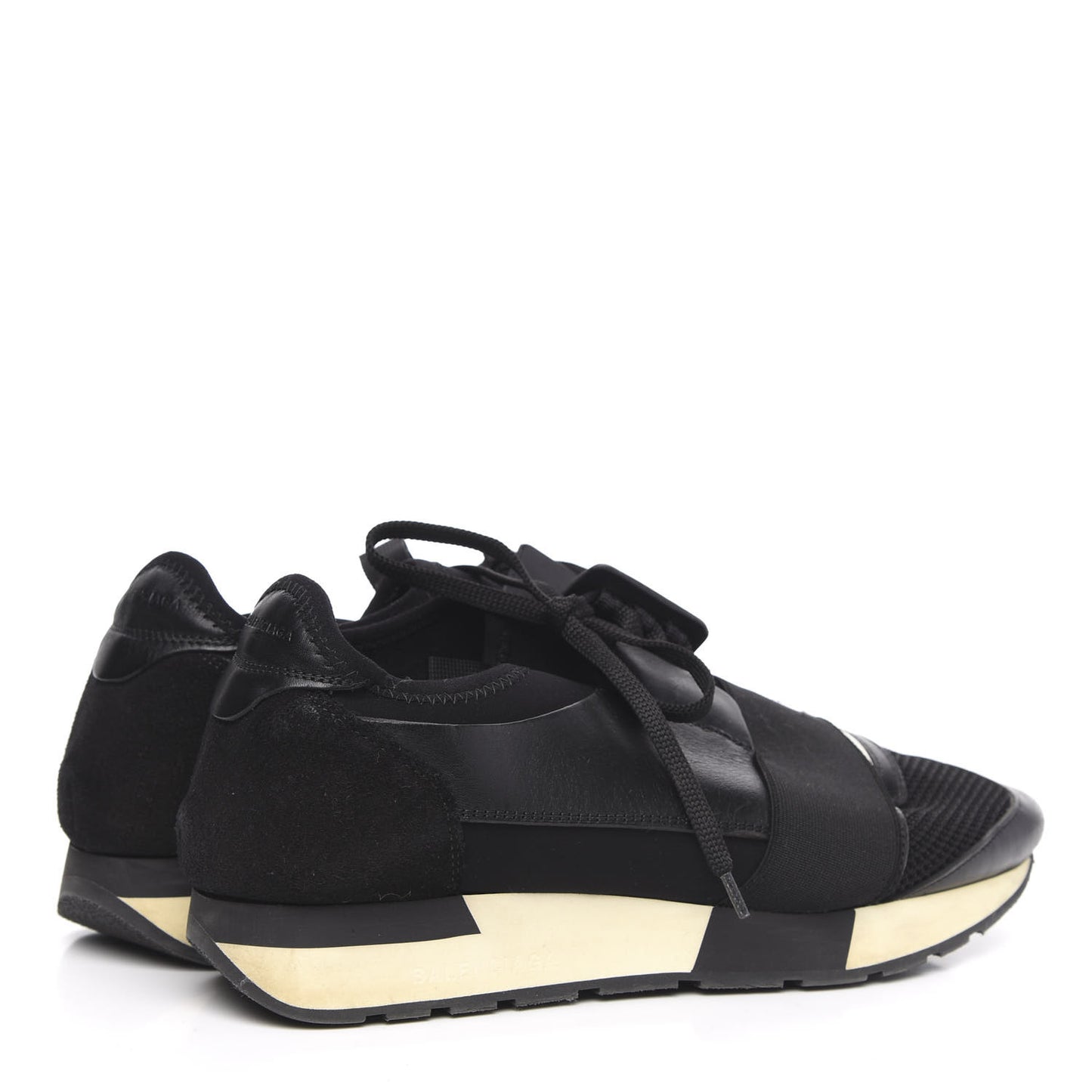 Mesh Calfskin Neoprene Suede Womens Race Runner Sneakers 39 Black