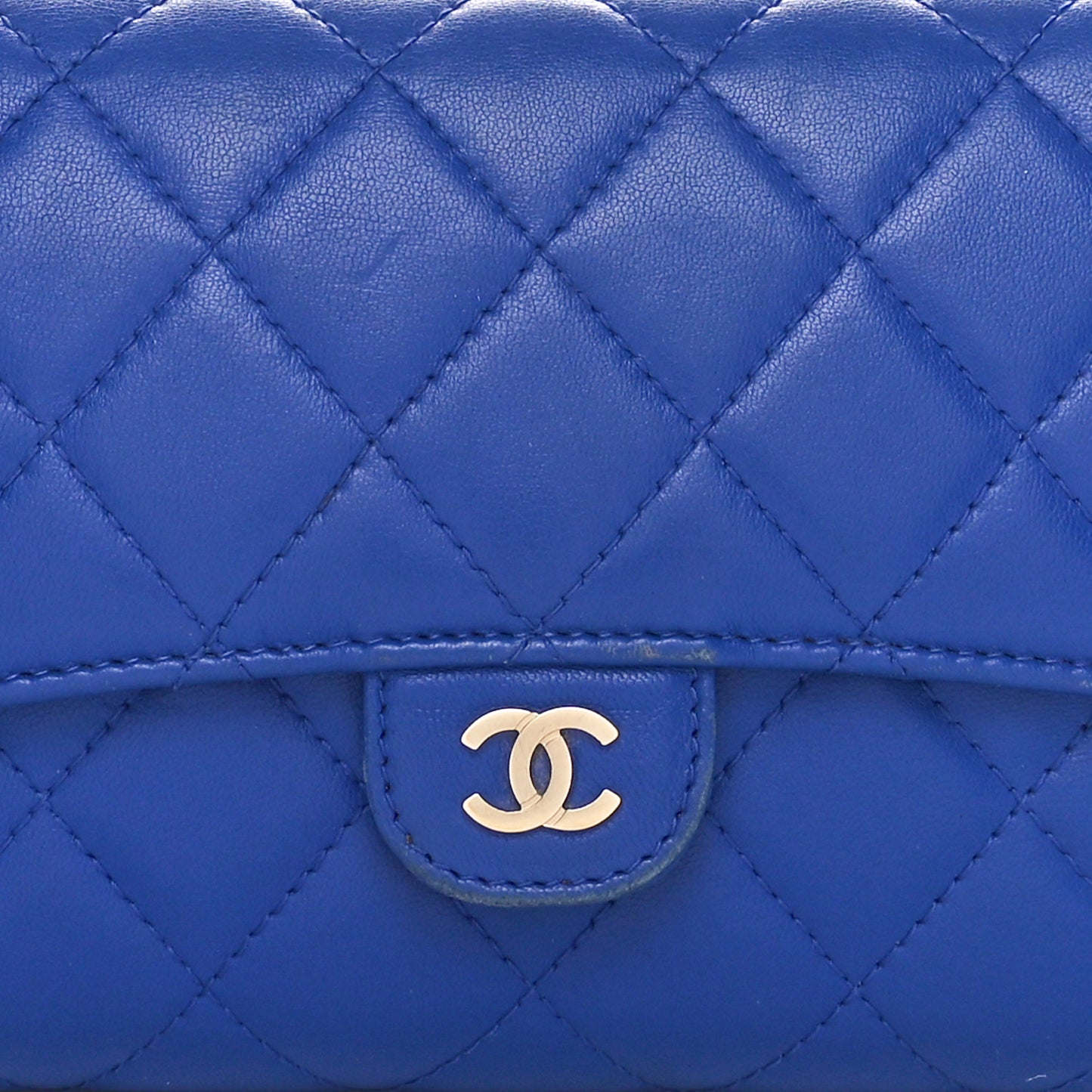 Lambskin Quilted Travel Wallet Royal Blue