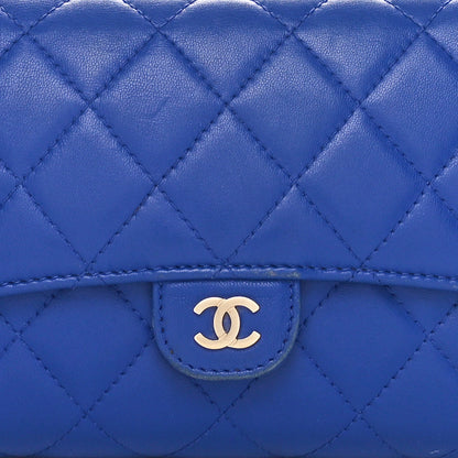 Chanel Lambskin Quilted Travel Wallet Royal Blue 9 of 11