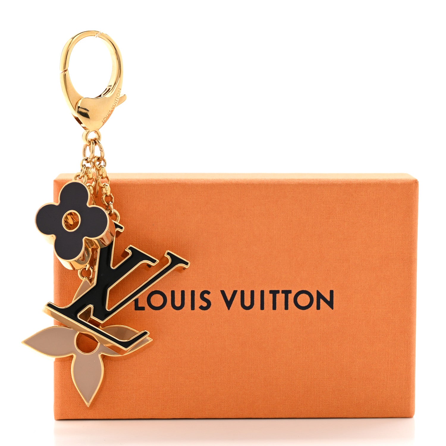 Louis Vuitton Metal Enamel Fleur De Monogram Bag Charm Dore 6 of 6