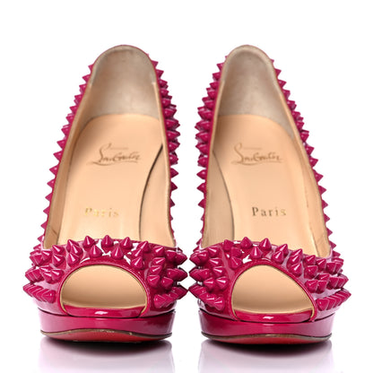 Christian Louboutin Patent Yolanda Spikes 120 Pumps 37 Grenadine 2 of 8