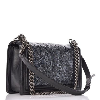 Chanel Calfskin Embossed New Medium Cordoba Boy Flap Black 3 of 17