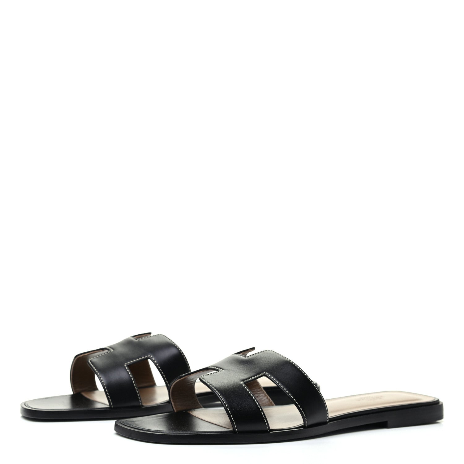 Hermes Box Calfskin Oran Sandals 41 Black 3 of 8