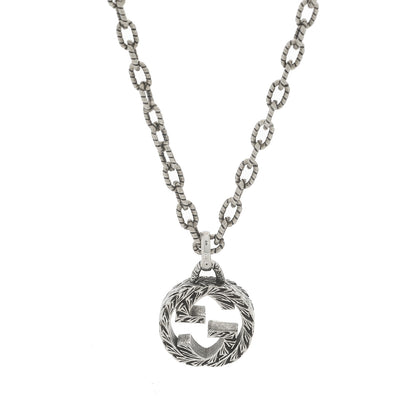 Gucci Sterling Silver Small Textured Interlocking G Pendant Necklace 5 of 9