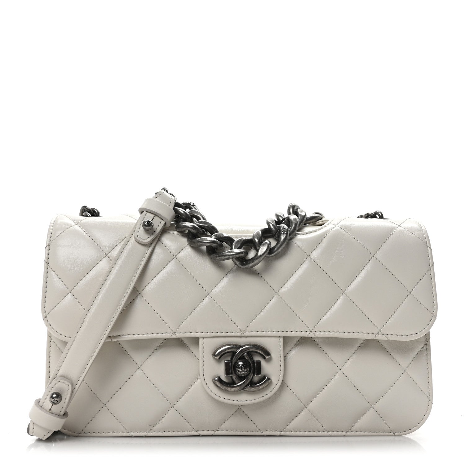 Chanel Glazed Calfskin Medium Perfect Edge Flap White 1 of 10