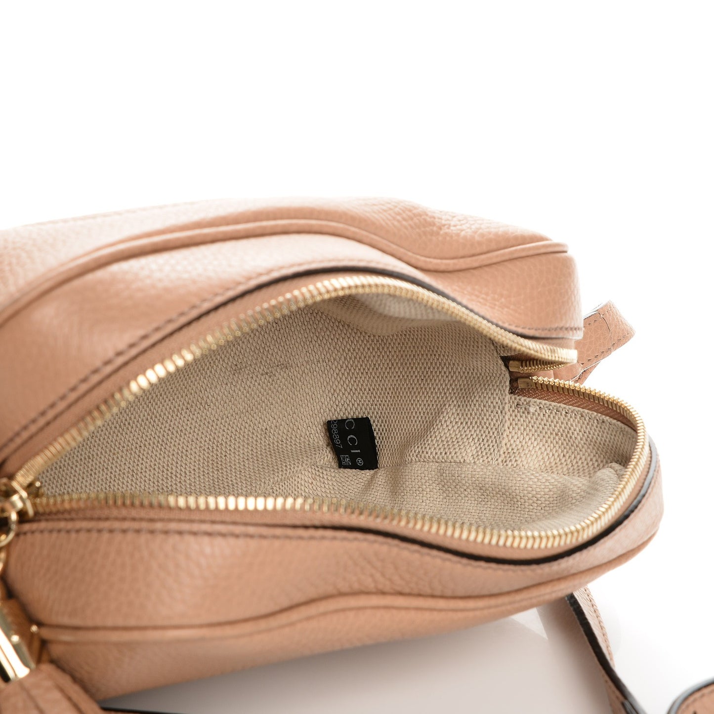Pebbled Calfskin Small Soho Disco Bag Camelia